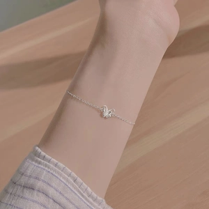 Bracciale a Farfalla in Argento Puro S999 per Donna Pendente a Farfalla Cavo Minimalista Catena a Mano Regolabile Gioielli di Lusso