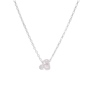 Elegant S925 sterling silver necklace with polished round circle and sparkling zircon stone