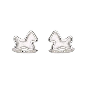 Minimalist S999 sterling silver rocking horse stud earrings with a matte finish
