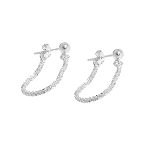 S925 sterling silver drop chain earrings featuring minimalist hoop and stud design