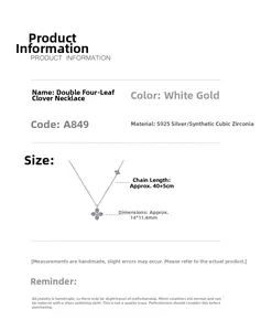 Detailed size parameters of S925 silver double clover necklace with cubic zirconia