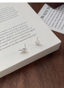 Artistic close-up of bird-shaped silver stud earrings on a book for elegant display