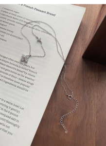 Detailed view of S925 sterling silver four-leaf clover pendant with sparkling zircon stones