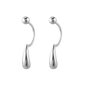 Minimalist S999 sterling silver teardrop drop earrings with high-polish mirror finish