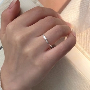 Minimalist S999 sterling silver fish ring for women with delicate open band design
