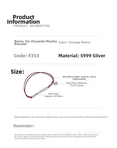 Detailed view of S999 sterling silver Buddhist mantra tube on adjustable red rope bracelet
