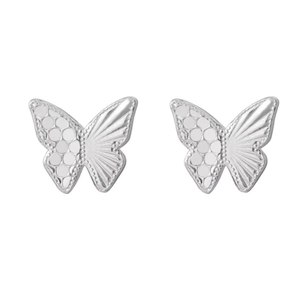 Boucles d'oreilles papillon en argent sterling S999 avec des détails d'ailes