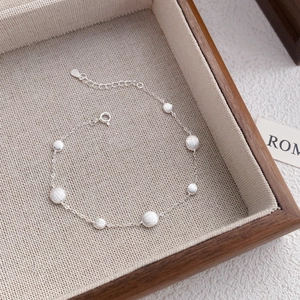 925 Sterling Silver Minimalist Frosted Round Bead Bracelet For Women Adjustable Fashion Jewelry Simple Hand Accessory Gift