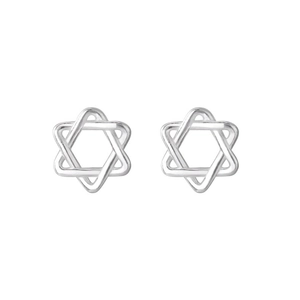 Boucles d'oreilles hexagramme en argent S999 avec design étoile ajouré épuré