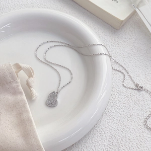 S925 sterling silver Wu Lou pendant necklace with shimmering scale pattern and gift pouch