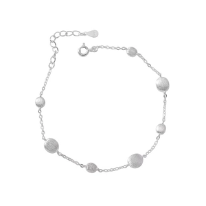 Minimalist S925 sterling silver chain bracelet with polished and frosted round beads