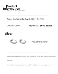 Details von S999 Sterling Silber Creolen in den Größen 10mm, 12mm und 14mm