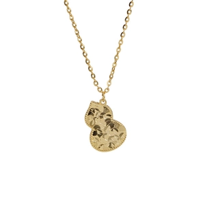 Elegant gold S925 sterling silver gourd necklace with vintage hammered texture