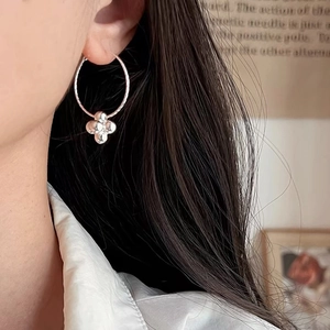 Elegant S925 sterling silver hoop earrings with shimmering bead cluster pendants