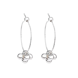 S925 sterling silver hoop earrings with four polished beads in a geometric minimalist style