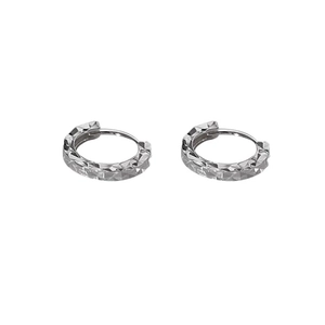 Funkelnde S999 Sterling Silber Creolen mit geometrisch diamantgeschliffener Textur