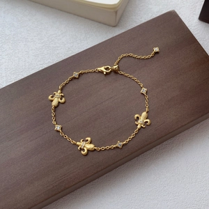 Elegante bracciale fiori di iris in argento S925 con chiusura a cursore a stella