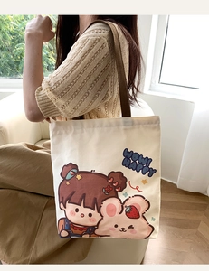 Canvas tote bag for women large capacity casual shoulder bag student stylish daily shopping bag