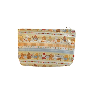 Cute cartoon bear pattern travel makeup bag with large capacity and zipper closure