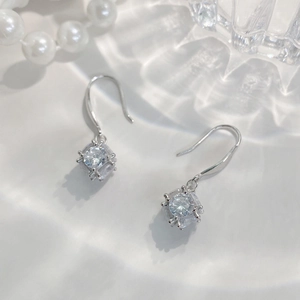 925 Sterling Silver Cube Ear Hooks Elegant Cubic Zirconia Geometric Dangle Earrings For Women Premium Fashion Jewelry