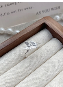 Nahaufnahme von S925 Sterling Silber Schmetterling Ring mit Textur in Schmuckbox