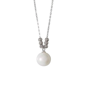 Collier élégant en argent sterling S925 avec pendentif perle et chaîne en O pour femme