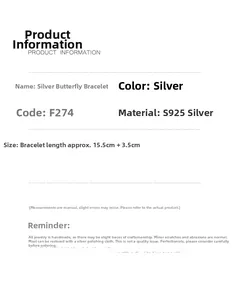 Specifications of S925 sterling silver butterfly bracelet size 15.5cm plus 3.5cm chain