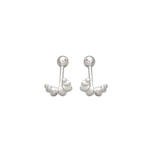 Minimalist S999 sterling silver croissant screw back earrings on a white background