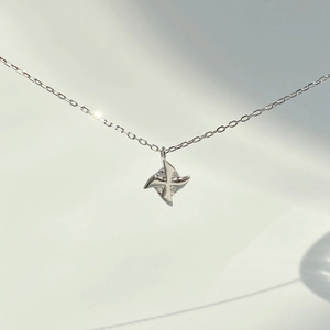 S925 Sterling Silver Windmill Pendant Necklace For Women Elegant Rhinestone Inlaid Clavicle Chain Minimalist Jewelry Gift