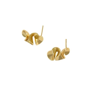 Elegant S925 sterling silver golden ruffle stud earrings with irregular folded ribbon design
