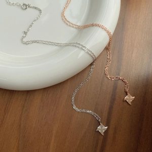 S925 sterling silver windmill necklace with sparkling zircon pendants in silver and rose gold