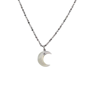 Elegant S925 sterling silver moon necklace with mother of pearl and zircon pendant