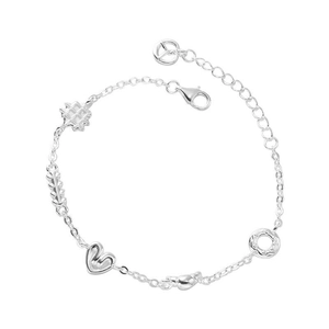 S925 sterling silver charm bracelet with croissant, donut and waffle food pendants