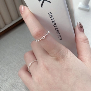 S925 Sterling Silver Minimalist Hollow Heart Open Ring For Women Adjustable Twisted Rope Fine Finger Ring Jewelry Gift