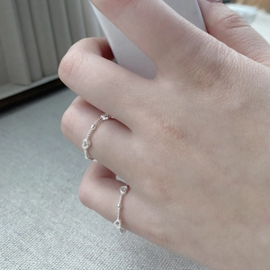 Minimalist S925 sterling silver hollow infinity and beaded stacking rings for women