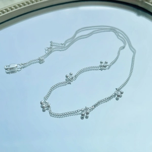 S925 Sterling silver necklace with cute cherry pendants and adjustable lobster clasp