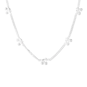 S925 sterling silver necklace with five sweet cherry charms on a delicate silver chain