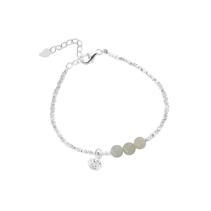 S925 sterling silver bracelet with lotus pod jade beads and a textured silver pendant