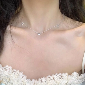 925 Sterling Silver Musical Note Heart Necklace For Women Dainty Heart Pendant Minimalist Clavicle Chain Jewelry Gift