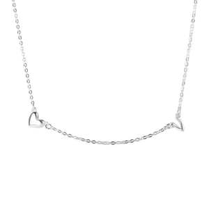 Minimalist S925 sterling silver necklace with heart and letter V musical note pendant