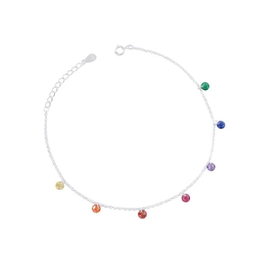 Bracelet minimaliste en argent sterling S925 avec sept zircons arc-en-ciel colorés