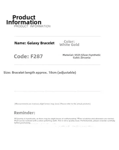 Detailed specifications for S925 silver adjustable galaxy bracelet with yellow zircon