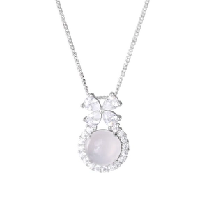 S925 Sterling Silver Bow Chalcedony Necklace with Zirconia Stones for Women