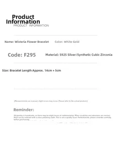 Detaillierte S925 Sterling Silber Glyzinien Armband Spezifikationen mit verstellbarer Kette
