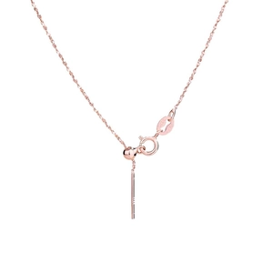 Adjustable S925 sterling silver rose gold chain necklace with sliding bead and spring clasp