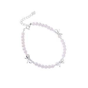 Élégant bracelet en perles d'argent sterling S925 avec trois délicats nœuds pour femmes