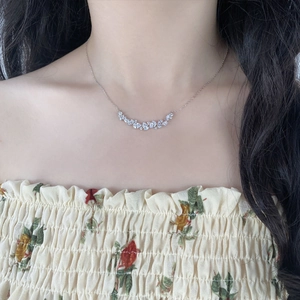 Elegant S925 sterling silver wisteria necklace with zircon crystals on a model