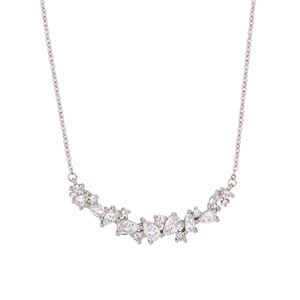 Elegant S925 sterling silver wisteria smile necklace with sparkling zircon cluster pendant
