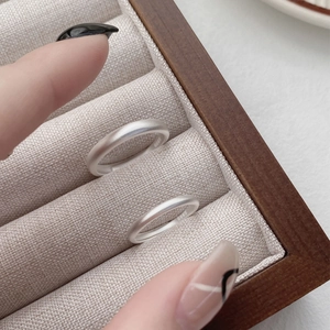 Bagues de Couple Minimalistes en Argent Sterling S999 Givré Anneau Simple Bagues Ouvertes Réglables pour Hommes Femmes Bijoux Cadeau