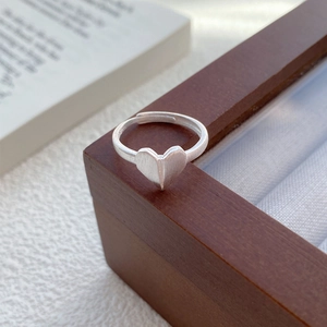 S925 Sterling Silver Origami Heart Open Ring For Women Minimalist Matte Brushed Adjustable High End Geometric Finger Ring Jewelry